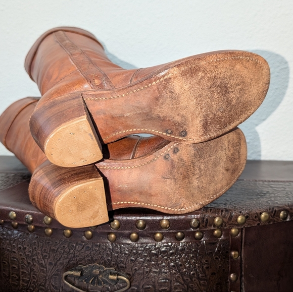 Frye Black Label Vintage Knee High Stitching Brown Western Riding Boot size 6 - Picture 9 of 16